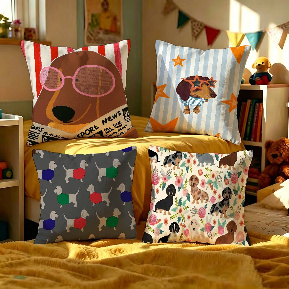 Home Textiles And Furnishing - หมอนอิงรูปสุนัขดัชชุนด์น่ารัก ของขวัญตกแต่งบ้าน สำนักงาน ห้องนอน โซฟา รถยนต์