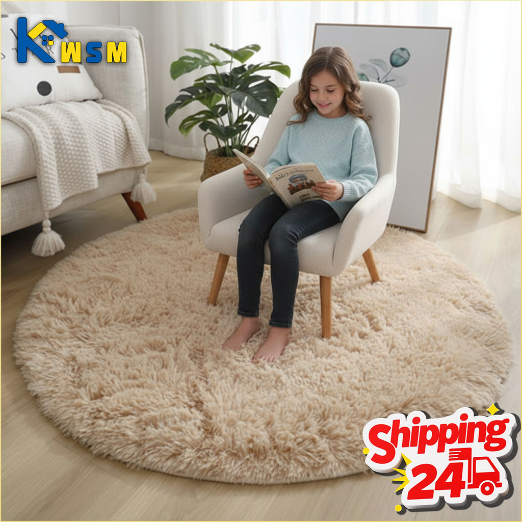 Home Textiles Super Soft - พรมขนปุยนุ่มพิเศษทรงกลม สำหรับตกแต่งห้องนั่งเล่น ห้องนอนแสนสบาย ห้องเด็กอ่อน ห้องเด็ก ปูพื้นบ้าน