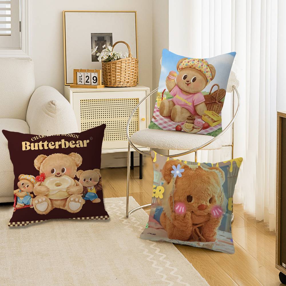Home Textiles And Furnishing - หมอนอิงรูปหมีน่ารัก ของขวัญตกแต่งบ้าน สำนักงาน ห้องนอน โซฟา รถยนต์