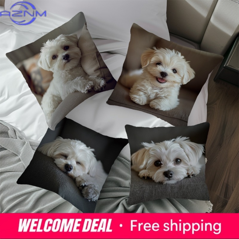 Home Textiles Photos - ปลอกหมอนพิมพ์ลายสุนัขมอลทีส, ปลอกหมอนตกแต่งสำหรับโซฟาบ้านห้องนอนห้องนั่งเล่น