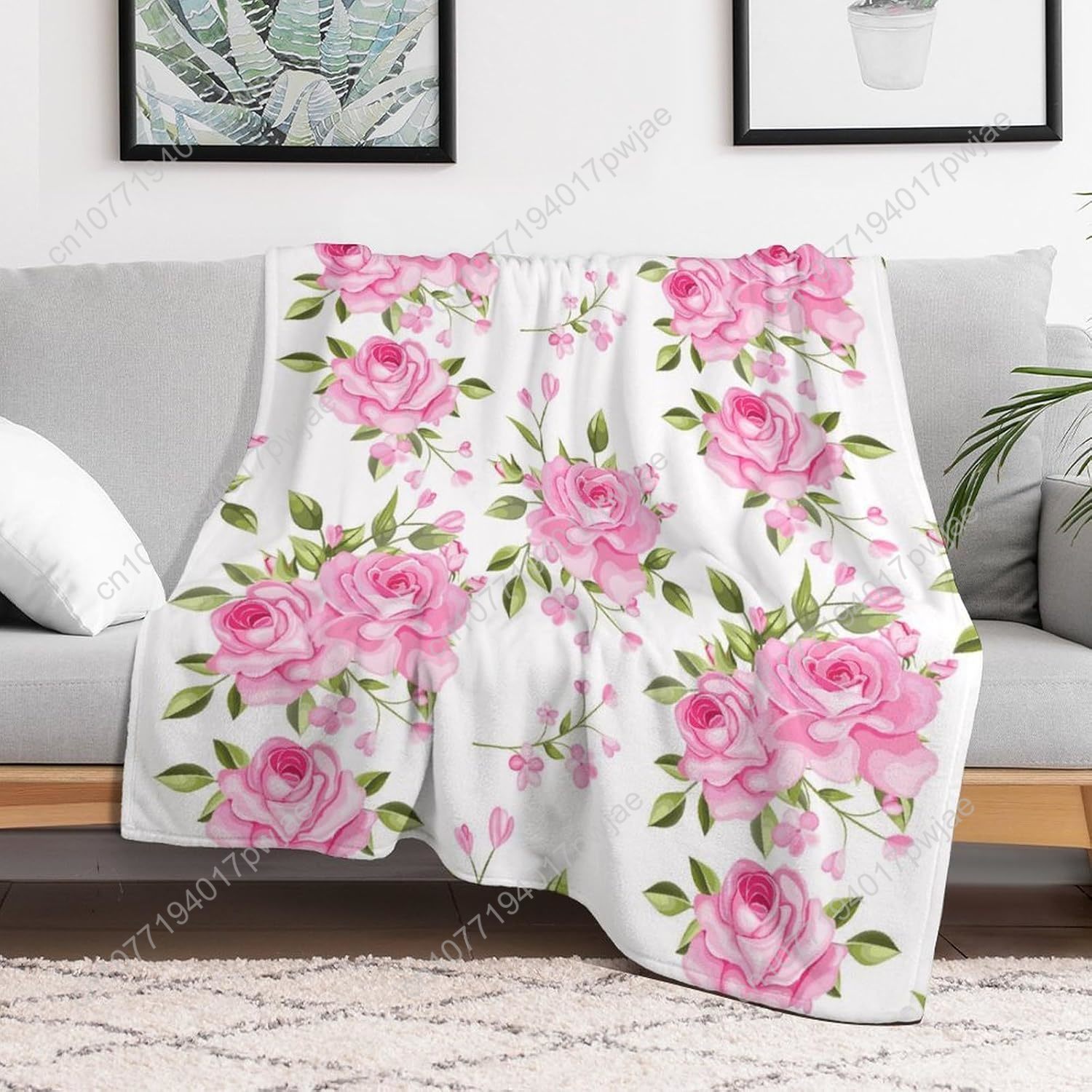 ผ้าห่มลายดอกไม้สีชมพู ของขวัญต - Home Of Textiles บทวิจารณ์และราคา
