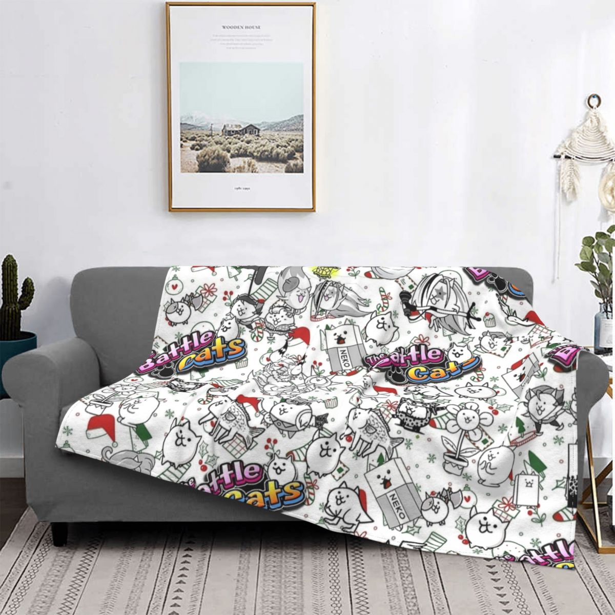 ผ้าห่มลายเกม Battle Cats ผ้าฟล - Home Textiles Super Soft บทวิจารณ์และราคา