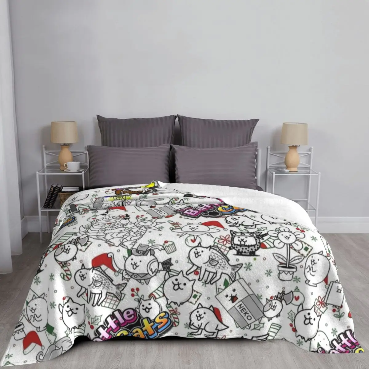ผ้าห่มลายเกม Battle Cats ผ้าฟล - Home Textiles Super Soft บทวิจารณ์และราคา