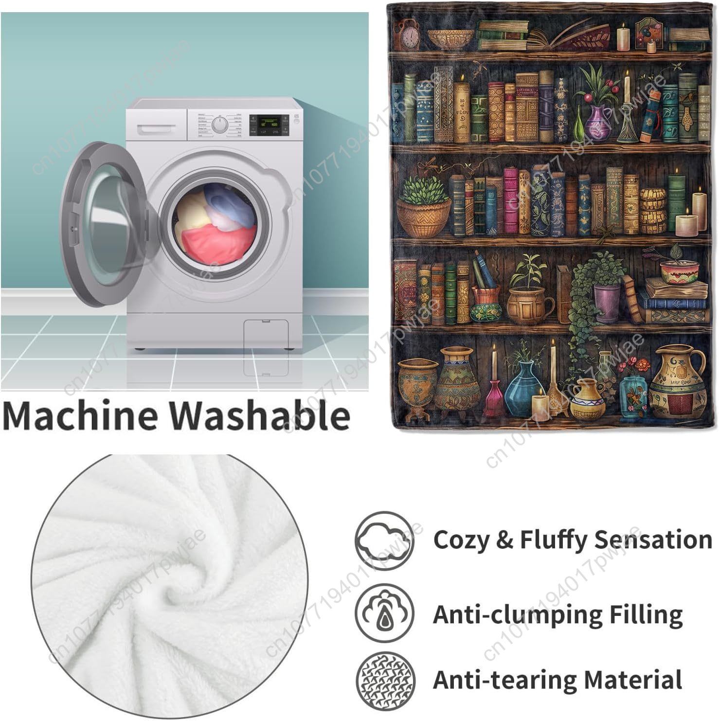 ผ้าห่มลายชั้นวางหนังสือวินเทจ  - Home Of Textiles บทวิจารณ์และราคา