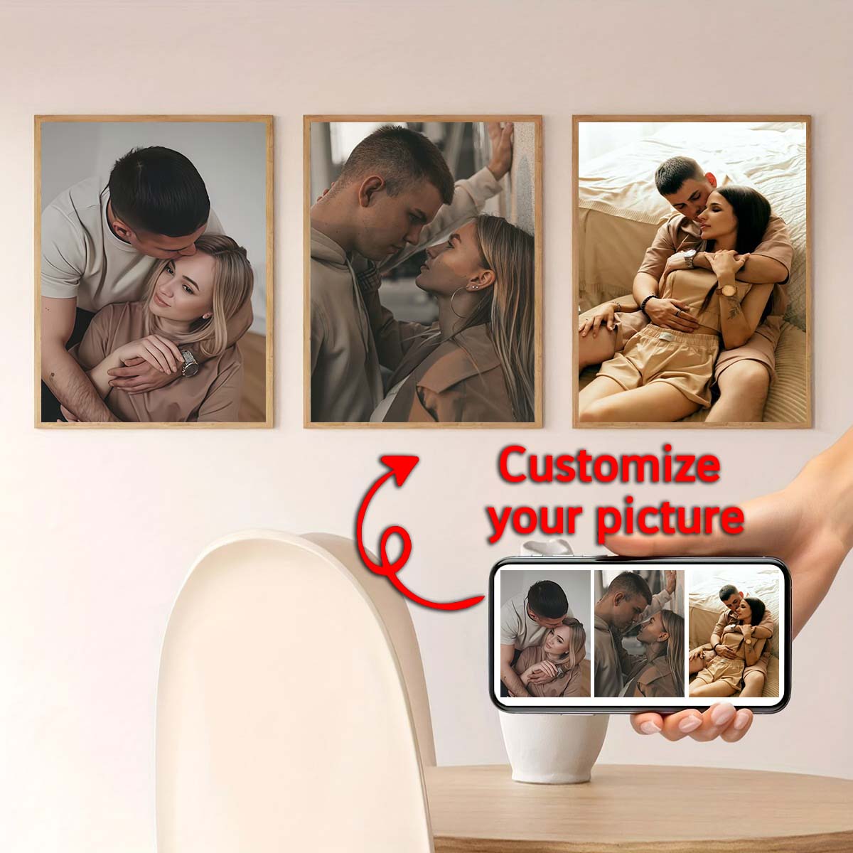 ภาพสามชิ้น - ภาพวาดสีน้ำมันแบบ - Home Textiles Photos บทวิจารณ์และราคา