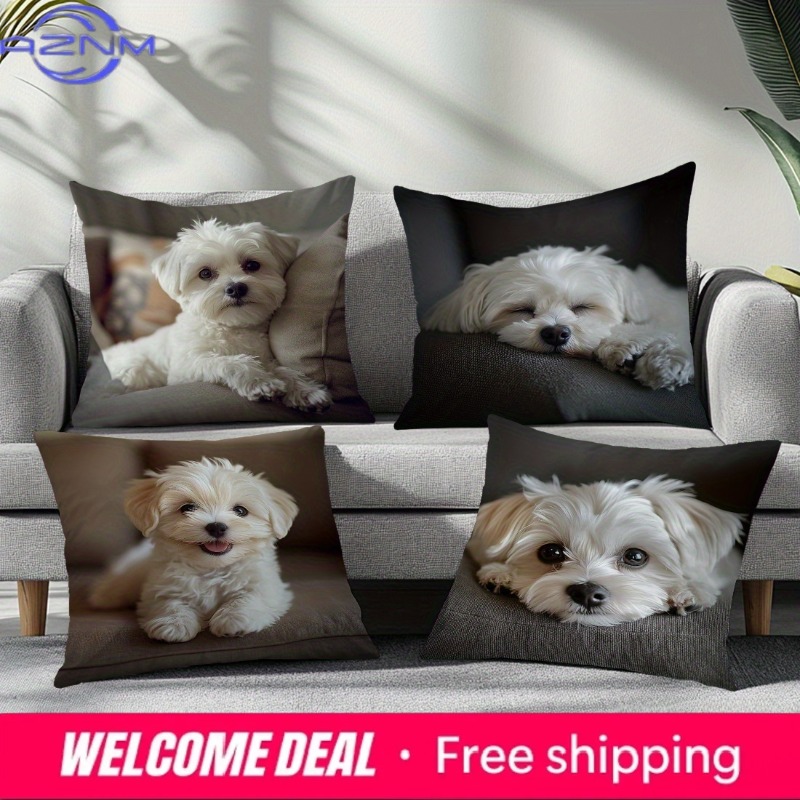 ปลอกหมอนพิมพ์ลายสุนัขมอลทีส, ป - Home Textiles Photos บทวิจารณ์และราคา