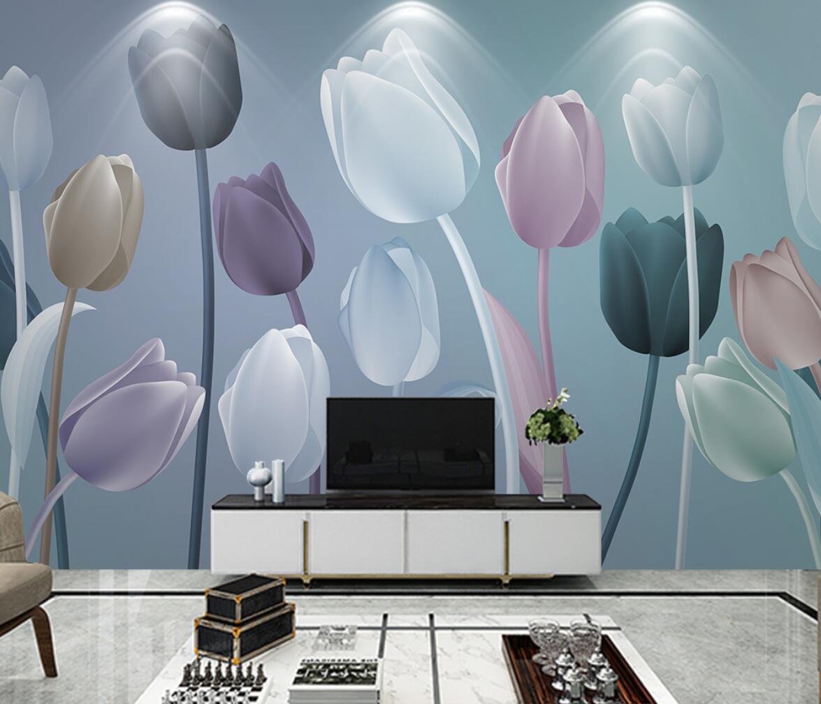 ดอกทิวลิปแบบกำหนดเองวอลล์เปเปอ - Home Textiles Photos บทวิจารณ์และราคา